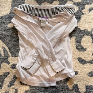 RJ classics button up white show shirt girls with black and white collar print